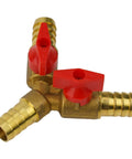 Boss Level Solid Brass 3-Way Ball Valve With 12mm Fitment For Water Air Flow Throttle Plumbing Pneumatic System Hefty Build Quick Turn Operation Leak Free Guarantee with red handles