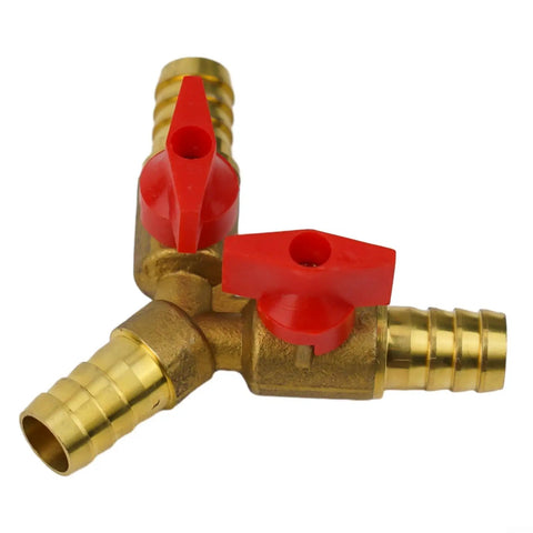 Boss Level Solid Brass 3-Way Ball Valve With 12mm Fitment For Water Air Flow Throttle Plumbing Pneumatic System Hefty Build Quick Turn Operation Leak Free Guarantee with red handles