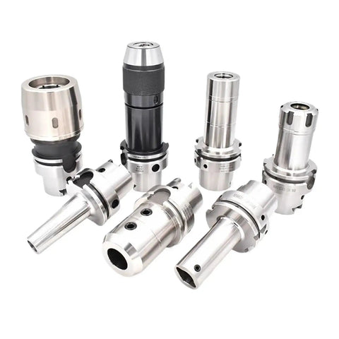 Heavy Duty HSK63A Extended Collet Kit Paired With SDC8 Clamping Frame Cast From Premium Stainless Steel For CNC Milling And Grinding Rigs Shock Absorbing Design For Rock Steady Performance, showcasing various collet designs.