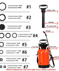 11 Piece Sprayer Seal Ring Set With Rubber Base Pad Universal Gasket Kit For Most 3L 5L 8L Sprayers And 1 Gallon 2 Gallon Systems Irrigation Accessories Durable Rubber Seals 1 Pack, size chart