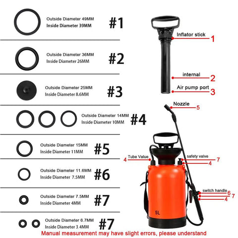 11 Piece Sprayer Seal Ring Set With Rubber Base Pad Universal Gasket Kit For Most 3L 5L 8L Sprayers And 1 Gallon 2 Gallon Systems Irrigation Accessories Durable Rubber Seals 1 Pack, size chart