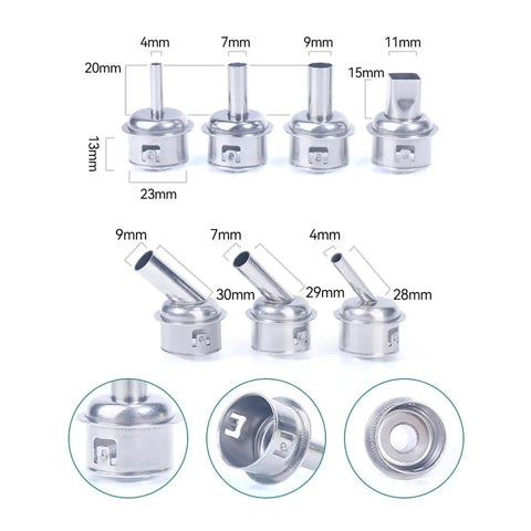 Pro Grade 1000W Desoldering Hot Air Soldering Station Nozzle Sizes and Types for PCB BGA Rework and Chip Repair