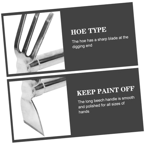 Durable Stainless Garden Hoe For Weeding, Digging, And Soil Prep with sharp blade and smooth handle for reduced hand fatigue.
