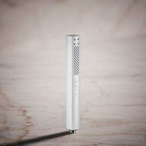 Shift Square Two Function Handshower With 1.75 GPM Flow Polished Chrome Finish on marble surface