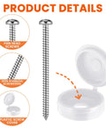 Built To Kick Butt 3 Inch Shutter Screw Fastener Kit includes stainless steel pan head screws and white plastic screw covers.
