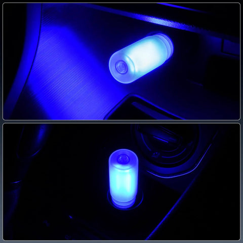 Blue Car Interior USB LED Night Light Portable Touch Dimmable Ambient Lighting Kit With Retro Frosted Glass Bottle Design