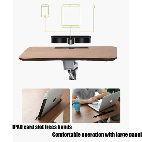 Rolling Laptop Desk With Adjustable Height Stand Ergonomic Portable Workstation For Home Office Gaming Setup showing large panel and iPad slot.