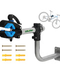 Wall Mount Bike Repair Stand with Beefy Adjustable Clamp, Folding Arm, and installation kit, secures vertical seatpost or horizontal frame