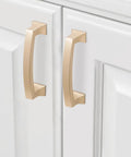 Champagne Bronze Cabinet Handles 2 Pack 3 Inch 76mm Gold Kitchen Cabinet Pulls Durable Drawer Door Hardware on white cabinets