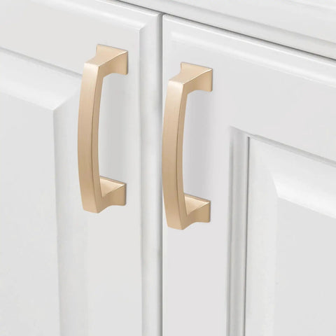 Champagne Bronze Cabinet Handles 2 Pack 3 Inch 76mm Gold Kitchen Cabinet Pulls Durable Drawer Door Hardware on white cabinets