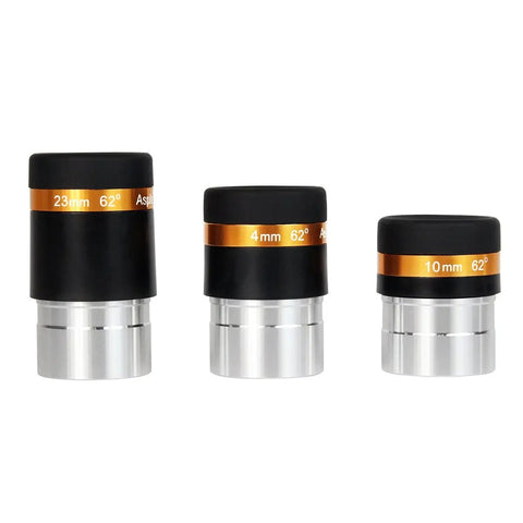 4mm 10mm 23mm Telescope Eyepiece Set With Fully Coated Optics, wide 62-degree FOV, 1.25-inch barrel; three eyepieces