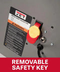 Shop Ready Benchtop Metalworking Dust Collector featuring non sparking aluminum housing and removable safety key for enhanced safety.