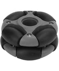 Omni-directional robot wheel with gray center hub and black rubber rollers, 48mm diameter.