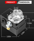 Two Stage Pressure Switch 135 175 PSI for Three Phase Air Compressor with Unloader, dimensions shown in inches.