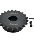 40B21-1 21 Tooth Roller Chain Sprocket Type B With 1 Inch Bore For ANSI 40 Chain Hardened 1045 Carbon Steel Anti Rust Drive Sprocket One Quarter By One Eighth Keyway And Two Setscrews At 90 Degrees Heavy Duty And Long Lasting