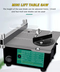 Fresh Knockout Desktop Mini Table Saw With Clear Safety Baffle For Clean 90 Degree And 45 Degree Cuts On Wood Acrylic Plastic Aluminum And Craft Projects No Drama Here, adjustable height blade.