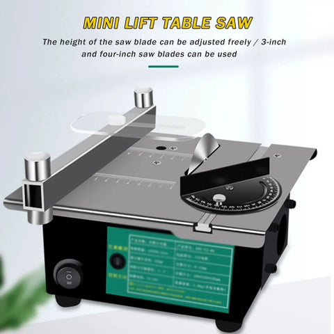 Fresh Knockout Desktop Mini Table Saw With Clear Safety Baffle For Clean 90 Degree And 45 Degree Cuts On Wood Acrylic Plastic Aluminum And Craft Projects No Drama Here, adjustable height blade.