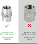 Comparison of 5 Pack Forged 316L Stainless Steel Pipe Fittings Couplings 1/2 Inch NPT Female X 1/2 Inch NPT Female and regular coupling.
