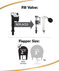 Top Shelf Bathroom Plumbing Upgrade Comes With A Nifty Silver Toilet Fill Valve Paired To Durable Standard Two Inch Flapper Repair Kit Set Up.