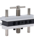 Snappy Setup Adjustable Width Doweling Jig Kit With Heavy Duty Woodworking Guide and Six Tough Bushings, detail of hardware components.