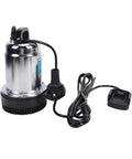 Badass Cordless Submersible Sump Pump With Supercharger 24000mAh Battery Dropping 1003 GPH Of Water Fast For Any Flooding Emergency Zero Cords Needed, showing motor and cord.