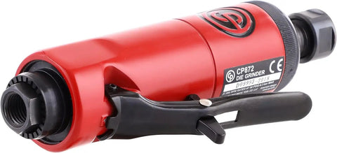 Red Air Die Grinder Tool 0.63 HP 27 000 RPM Quarter Inch Collet Straight Head Heavy Duty Pneumatic Grinder for detailing.