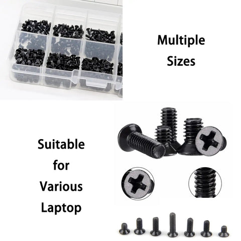 All In One Laptop Repair Screw Kit 500Pcs Black Zinc Plated M2 M2.5 M3 Flat Head Screws For SSD Motherboard And Electronics Repair