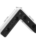 Aluminum L Shaped Furniture Legs 4 Pack With M5 Screws Black Replacement Sofa Feet detailed with measurements for cabinets.