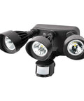 Three Head LED Motion Activated Security Flood Light 36W 3000K White 3090 Lumens with Auto On Motion Sensor