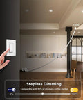 Image showcasing Adetu 4 inch Square Led Recessed Lighting with stepless dimming dimmer switch in a modern room setting.