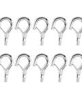 10 Pack M4 Screw Hanging Hook With Spring Buckle Eye Hook For Lights And Signs, DIY Go To Mounting Gear With Metric Internal Threads M4, 32mm Long, 18mm Wide, 4mm Thread Diameter, 10mm Hook Width, silver iron hooks