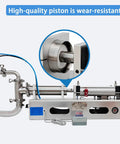 Close-up of the high-quality piston in the Automatic Single Head Liquid Filler Pneumatic Bottle Filling Machine Stainless Steel Anti Drip Valve.