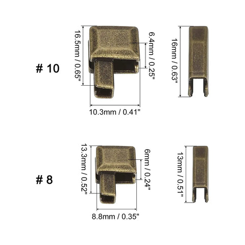 Four In One No Frills Zipper Repair Kit Set With Retainer Boxes And Insertion Pins For Sizes 8 10 Metal Latch Sliders Bronze Tone