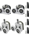 4 Pcs Curved Shower Door Rollers Replacement With 23mm Aluminum Alloy Wheels, Anti Collision Block And Screws, Sliding Pulleys
