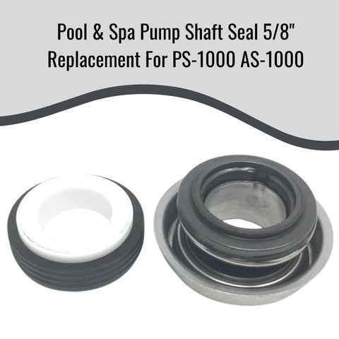 Pool & Spa pump shaft seal 5/8 in PS-1000/AS-1000; black rubber seal with metal flange and white insert (2 pcs)