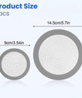 Amaxiu 2Pcs Shower Drain Hair Catcher, 3.54in/5.7in Shower Drain Cover in gray, showing size dimensions of both pieces.