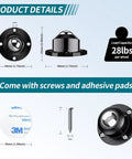 Self Adhesive Caster Wheels 1 Inch For Furniture And Kitchen Appliances Stainless Steel Swivel Anti Rust Universal Wheel For Bucket Storage Bins 28 Lbs Load Capacity Per Roller 4 Pack, shown with dimensions, screws, and adhesive pads.