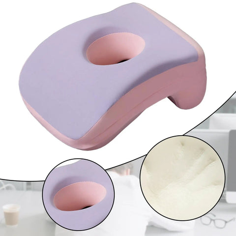 Cooling Memory Foam Face Down Pillow With Ice Cloth Cover For Office Naps And Study Breaks Neck Support Pillow For Men And Women Multiuse Napping Pad For Library Or Classroom Violet displayed in a workspace setting.