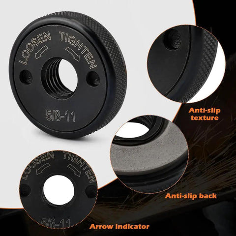 2 Pack M14 And 5/8-11 Thread Angle Grinder Flange Nuts With Quick Release Locking Nut for angle grinders, durable black finish