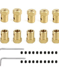 10 Pack 7mm Flexible Motor Couplers For DC Motors And Car Shafts Pro Grade Brass Linkage Connectors With M4 Screws And 4mm Allen Wrenches, brass couplers and screws