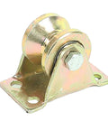 Rock Solid V Groove Wheel With Dual Ball Bearings Smooth Rolling Sliding Gate Caster For Steel Cable And Wire Rope 50 Millimeter Guide Pulley with sturdy metal bracket.