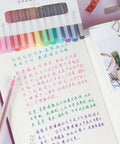 Ultra Fine Point 0.38mm Gel Pens Set, 12 Dope Colors for note taking and journaling displayed on open notebook