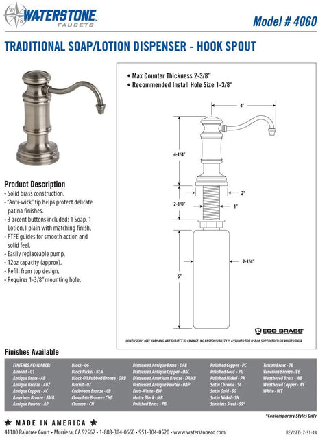 Annapolis Four Piece Prep Faucet Suite With Matte Antique Pewter Finish Pull Down Hand Sprayer Gooseneck Spout shown with dimensions and features.