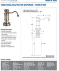 Traditional soap/lotion dispenser in solid brass with hook spout, featuring 12oz capacity. Ideal for kitchens or bathrooms.