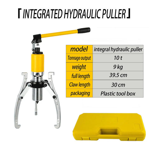 Heavy Duty Hydraulic Bearing Puller With 10 Ton Capacity For Knuckle Saver Auto Repair, integrated hydraulic puller in yellow.
