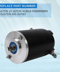 12V Hydraulic Slide Out Pump Motor 167576 414018 F000MM0809 for RV Leveling System, shown angled view, black and silver design