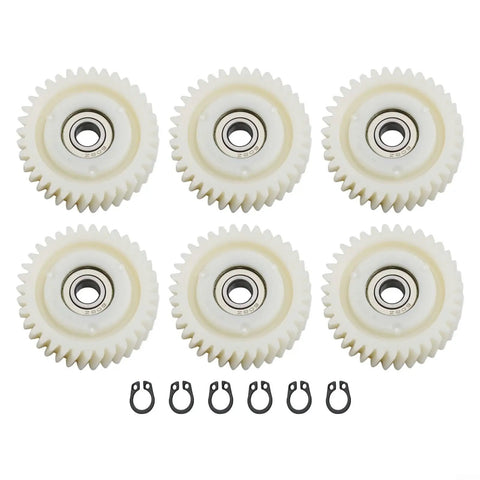 Planetary Gear System For Electric Bikes Complete Six Nylon Gear Pack With 36 Teeth Ultra Lightweight And Durable Nylon And Stainless Steel Components Noise Reduction Tech For Quieter Shifting And Smoother Ride And Long Lasting Performance image showing six nylon gears and retaining clips