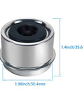 Front view of COMVERIX 1.98-inch trailer hub cap; chrome finish with black inner bore, 50.4mm diameter