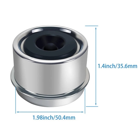 Front view of COMVERIX 1.98-inch trailer hub cap; chrome finish with black inner bore, 50.4mm diameter