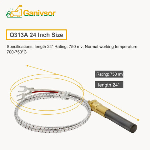 24 Inch Thermopile Generator 5 Pack 750 Millivolt Thermopile Q313A Replacement shown with aluminum wire and connectors